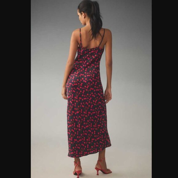 New SP Conditions Apply x Anthropologie cherry print Elva slip midi dress Petite - Picture 3 of 10